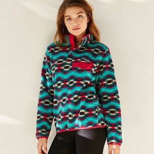 PATAGONIA Synchilla Wild Desert Pullover Snap T in Aztec Teal Pink Size Small